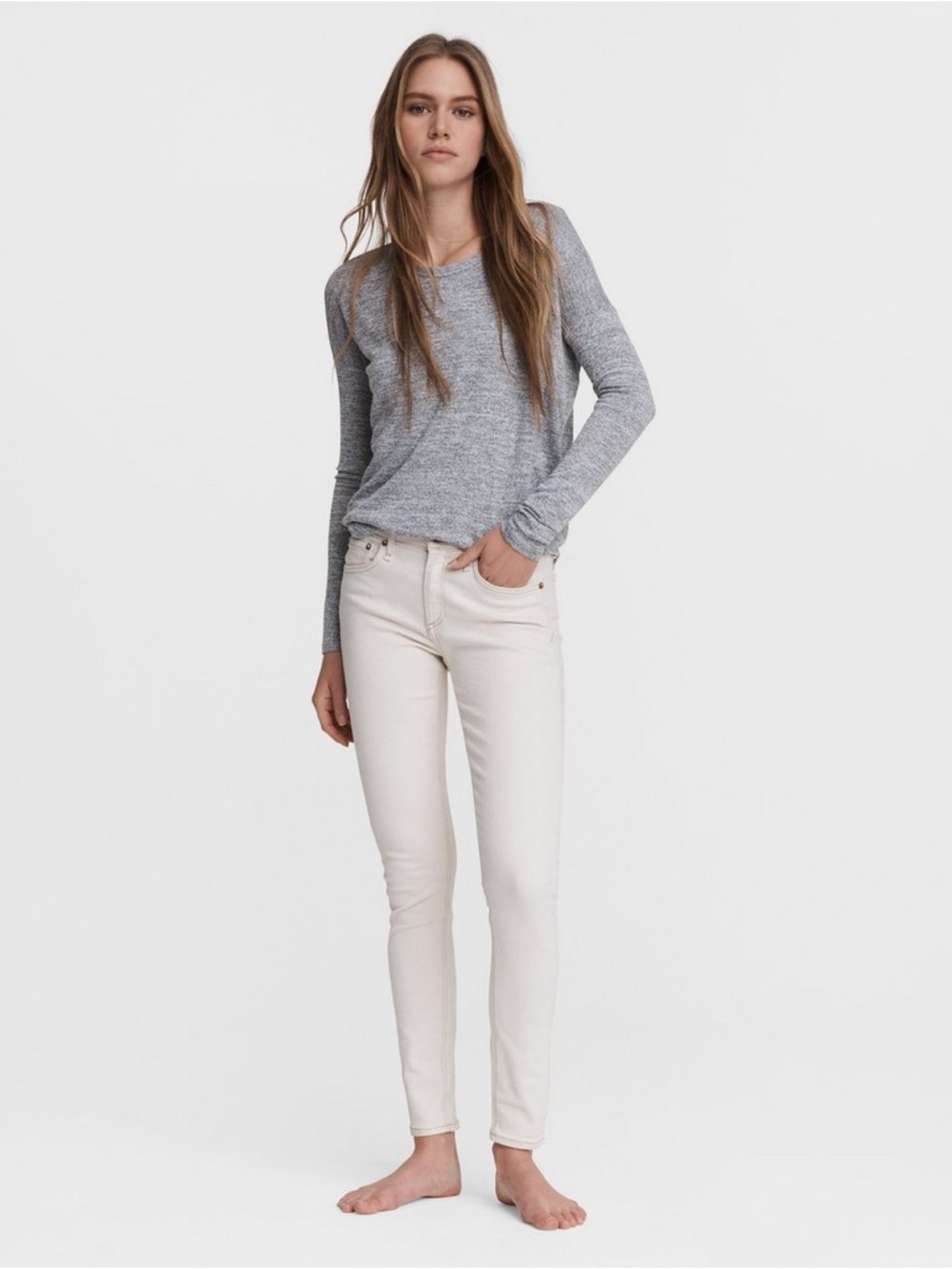 Rag & Bone Skinny Ankle Jeans-Bright White